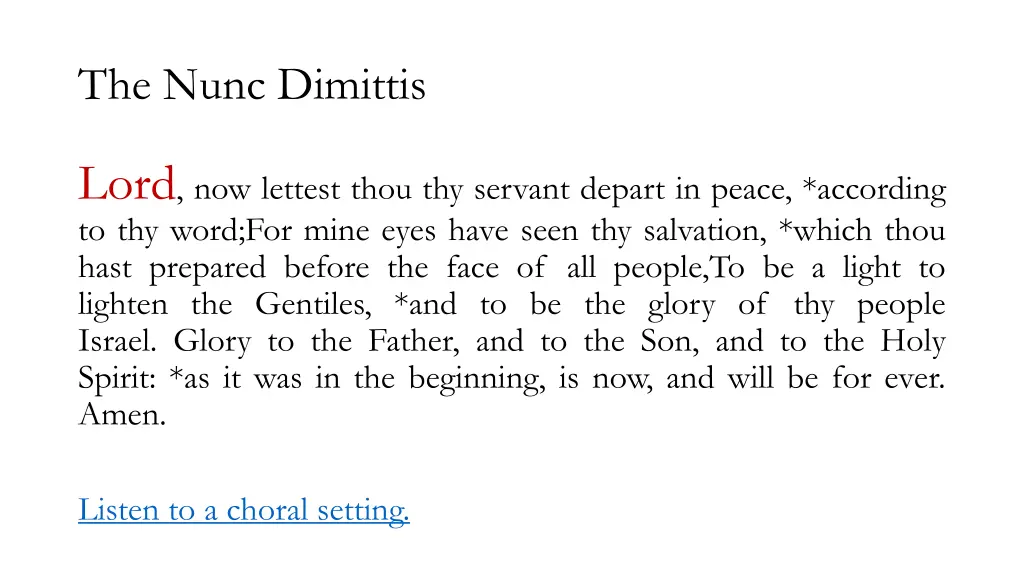 the nunc dimittis