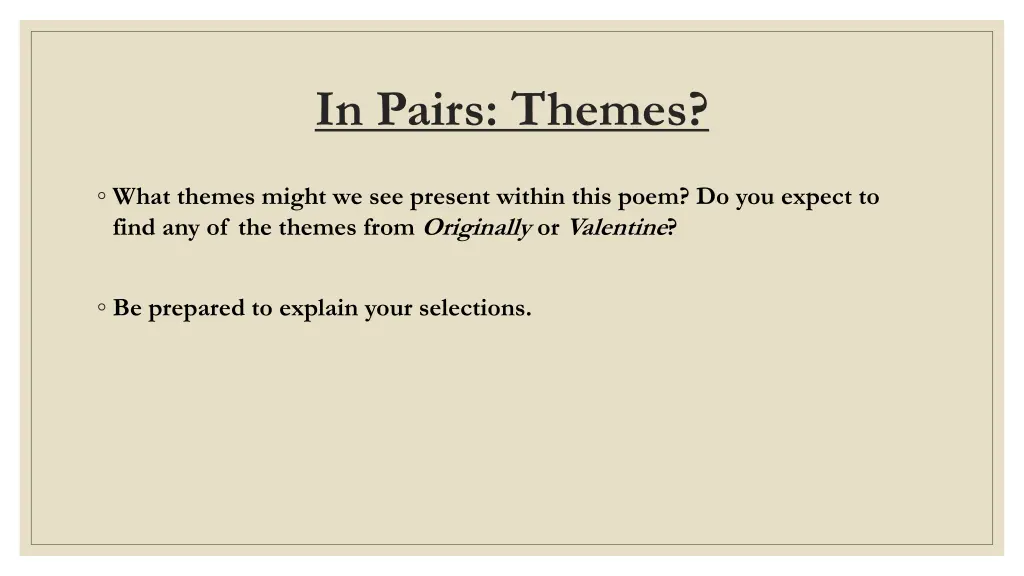 in pairs themes