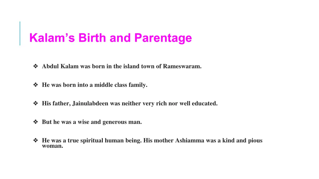 kalam s birth and parentage