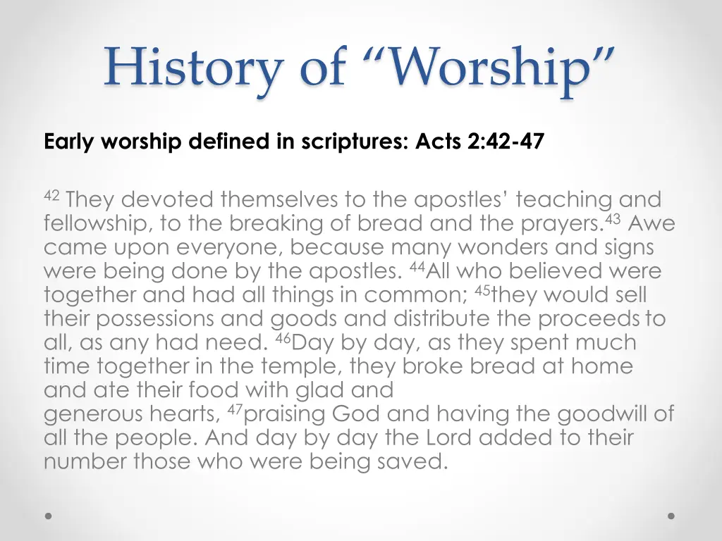 history of worship 1