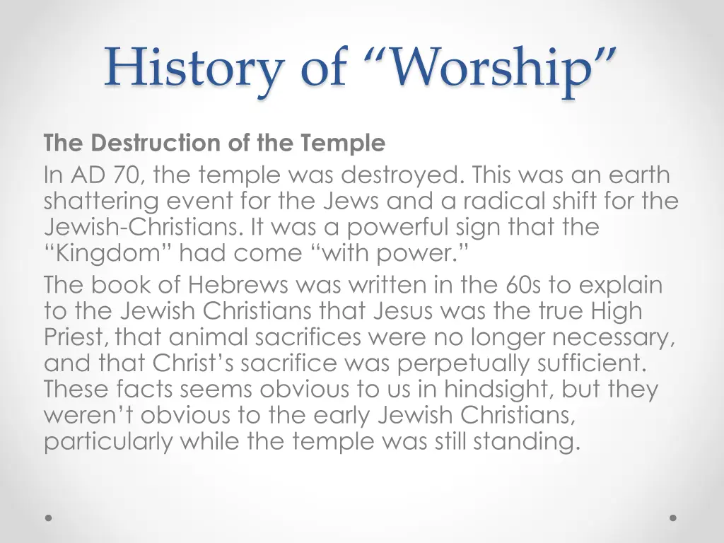 history of worship 5