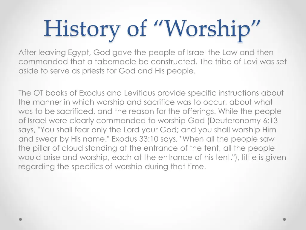 history of worship