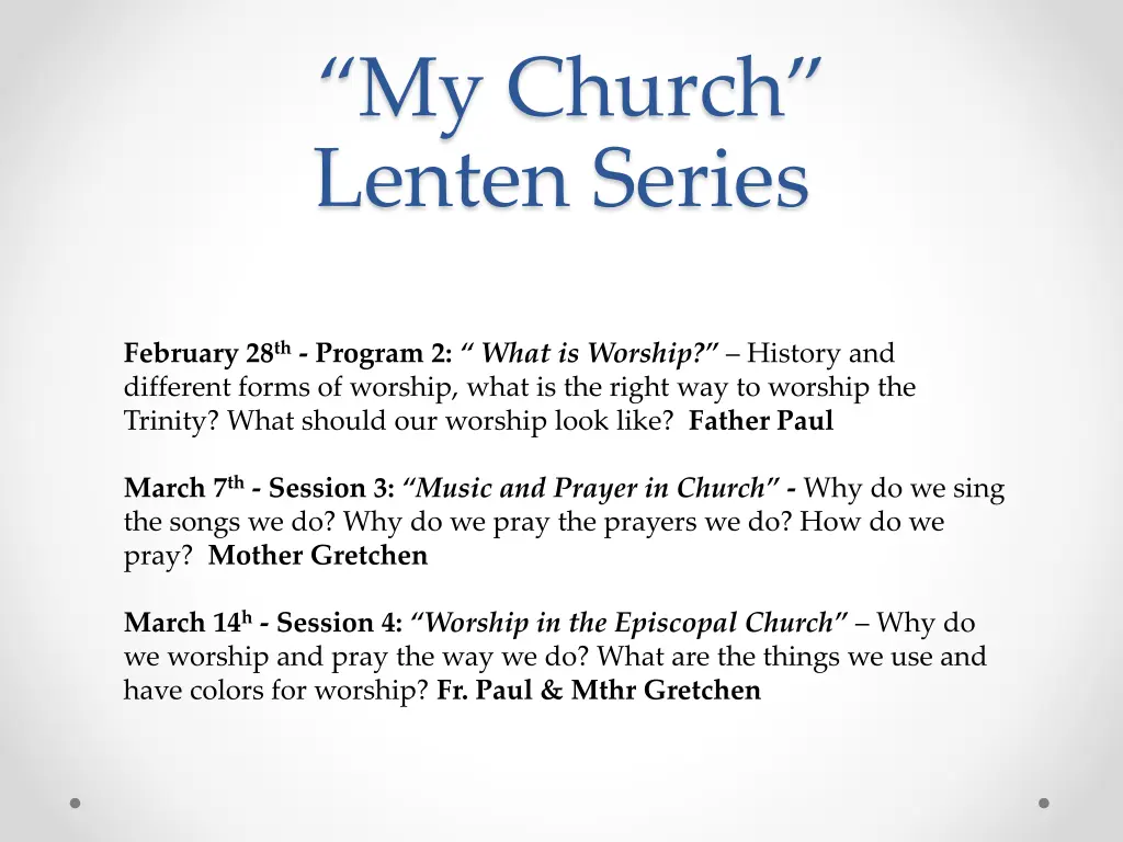 my church lenten series