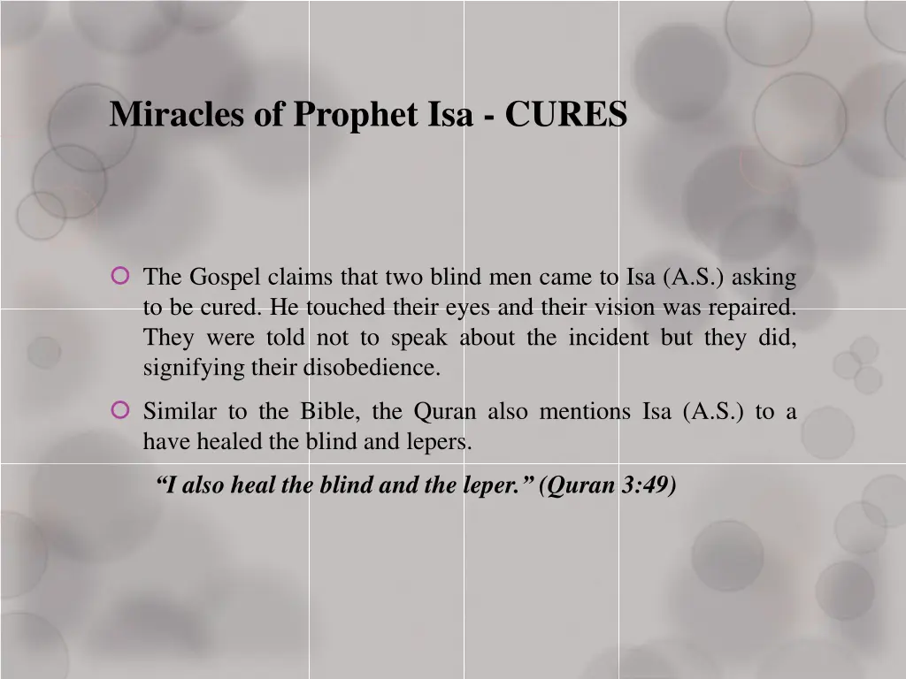 miracles of prophet isa cures