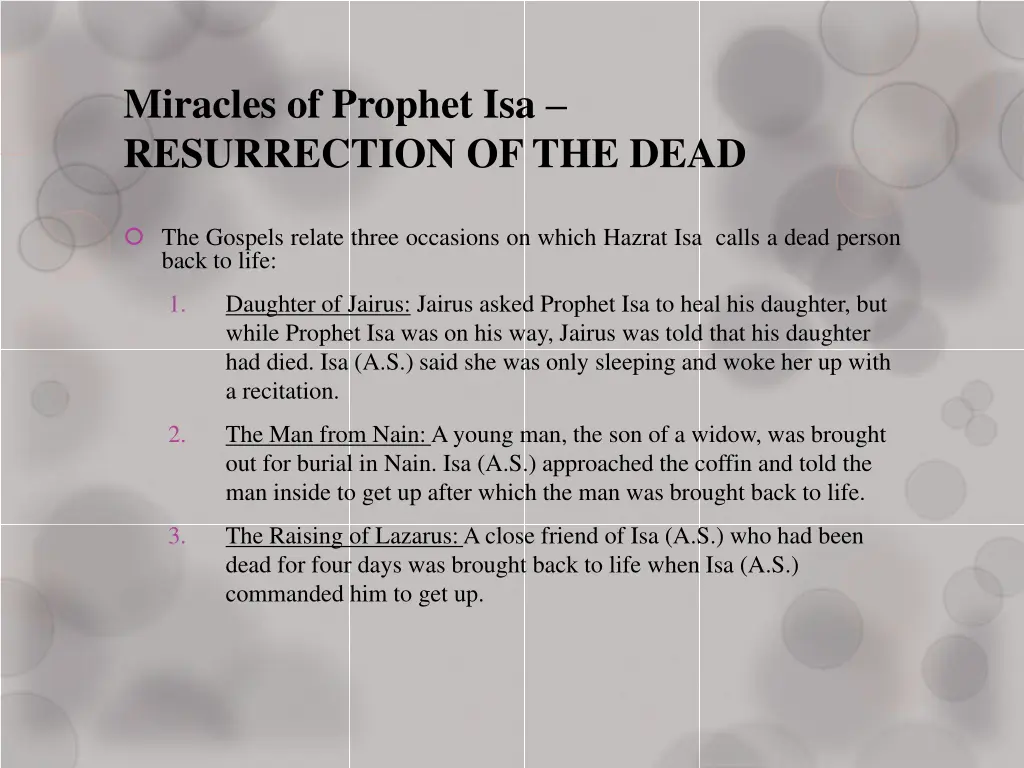 miracles of prophet isa resurrection of the dead