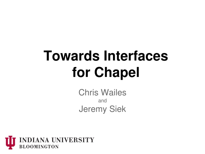 towards interfaces for chapel