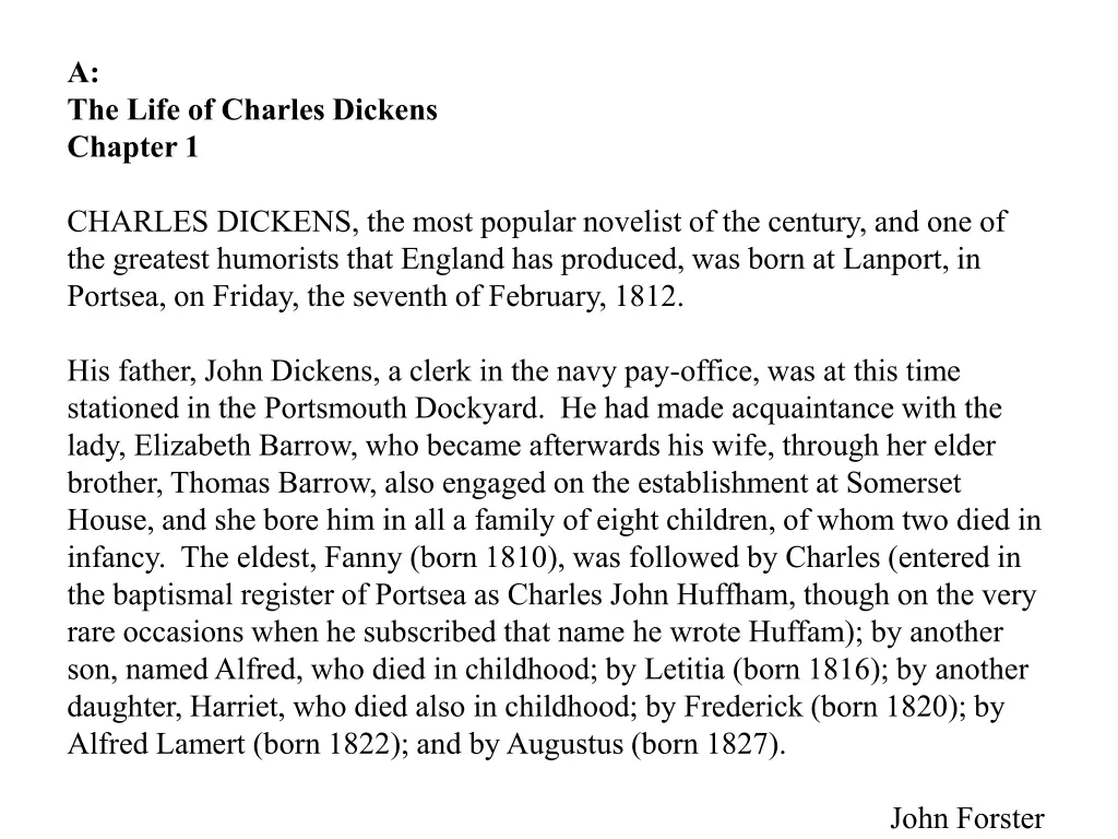 a the life of charles dickens chapter 1