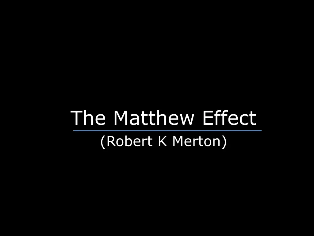 the matthew effect robert k merton