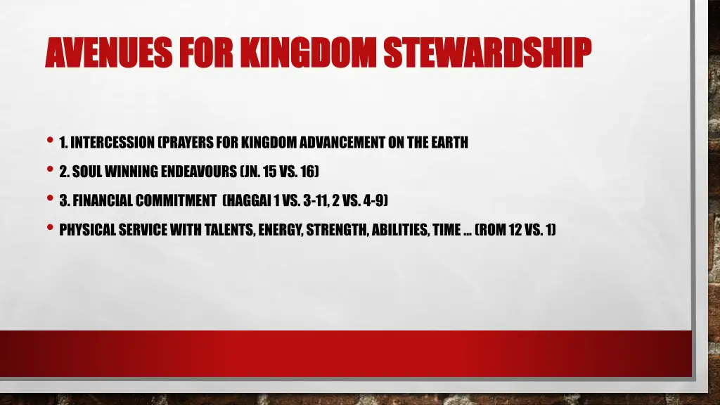 avenues for kingdom stewardship avenues