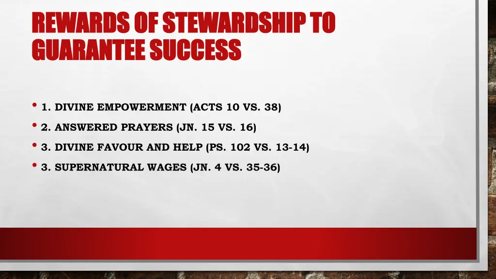 rewards of stewardship to rewards of stewardship