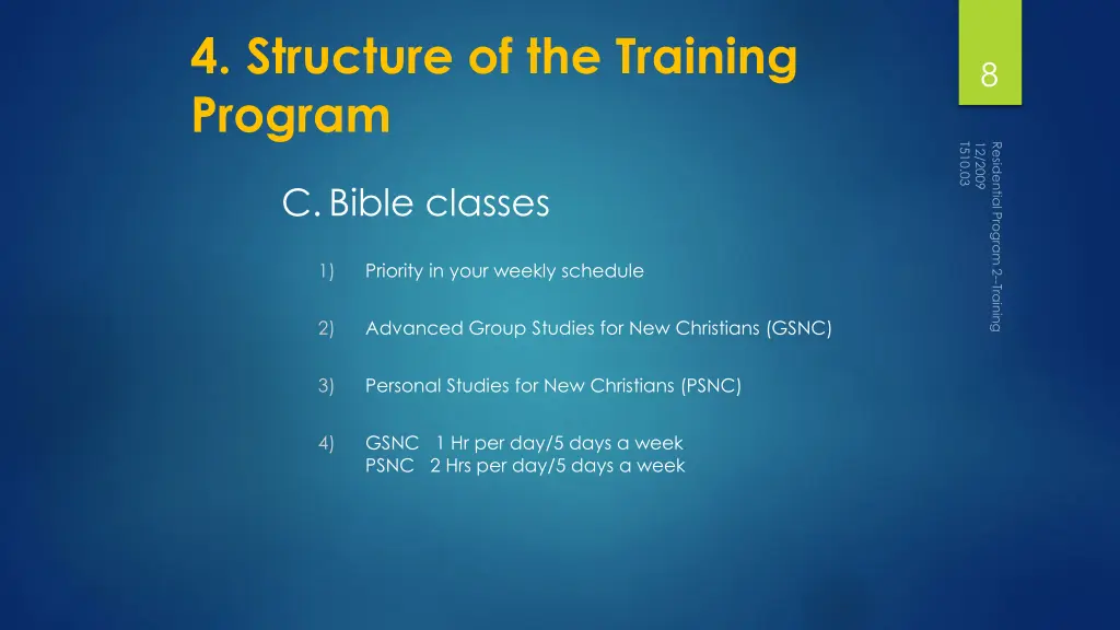 4 structure of the training program 1