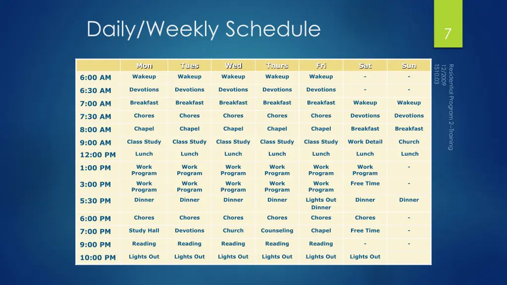 daily weekly schedule