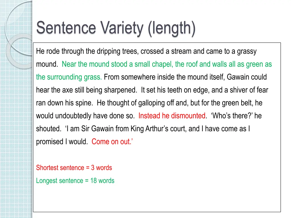 sentence variety length