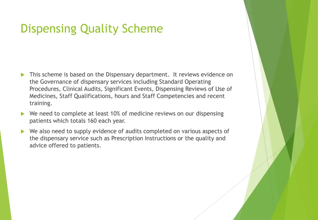 dispensing quality scheme