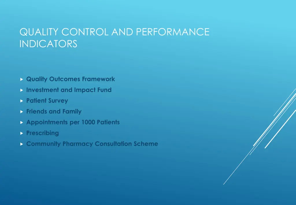 quality control and performance indicators