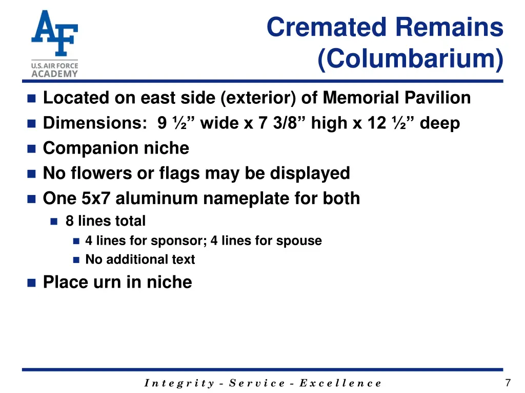 cremated remains columbarium