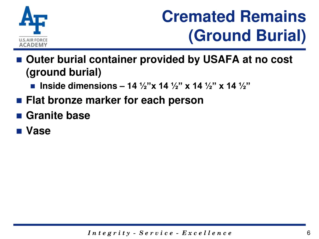 cremated remains ground burial