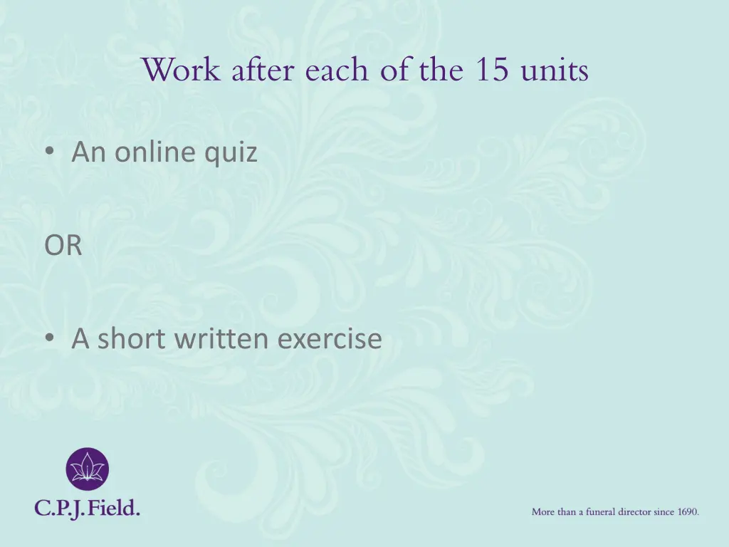 work after each of the 15 units