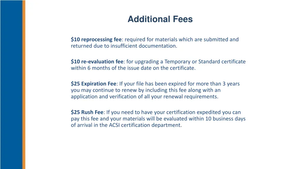 additional fees