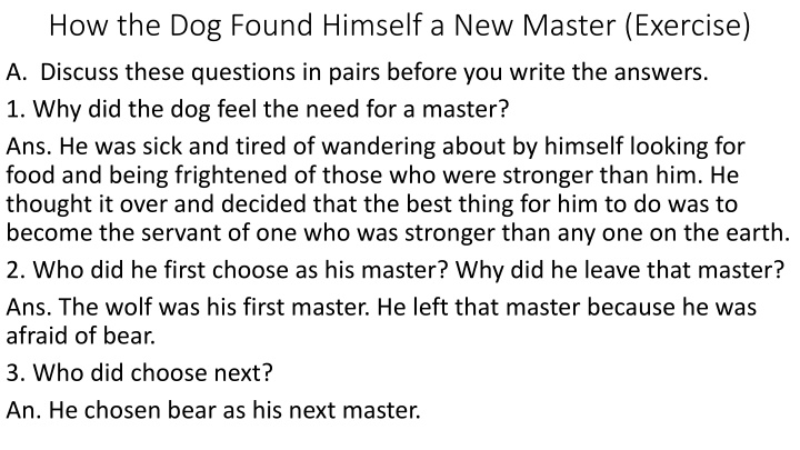 how the dog found himself a new master exercise