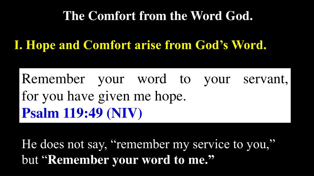 the comfort from the word god