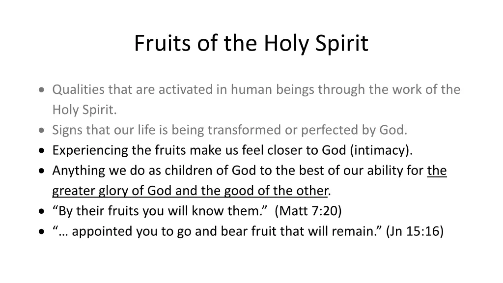 fruits of the holy spirit