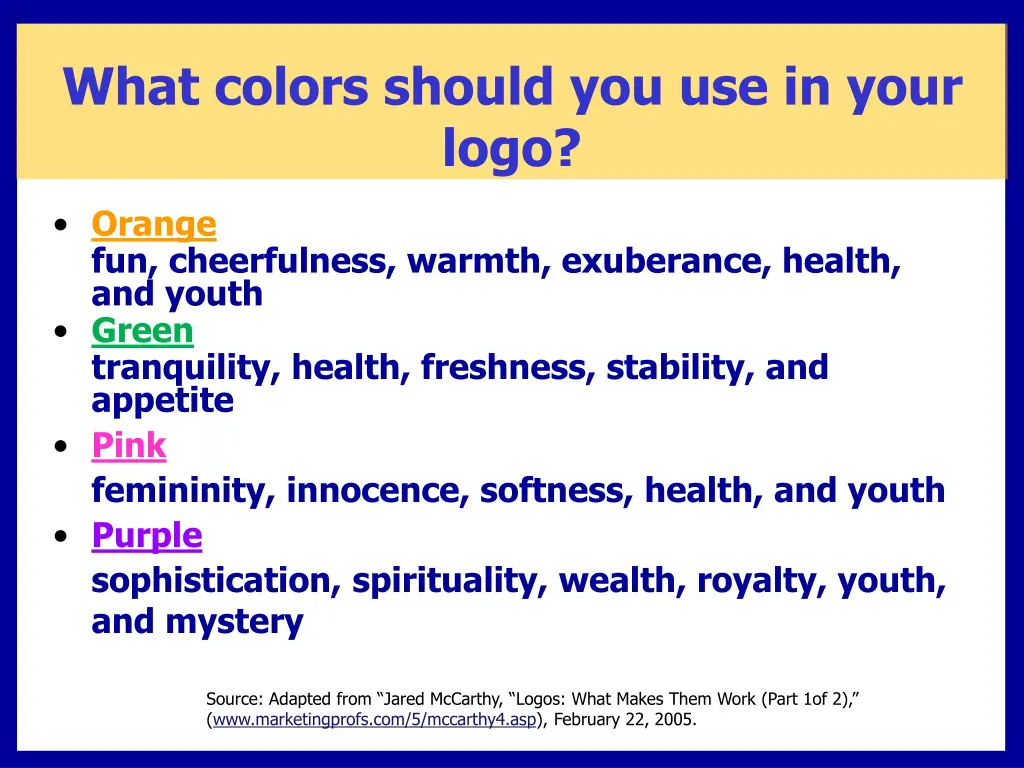 what colors should you use in your logo 1