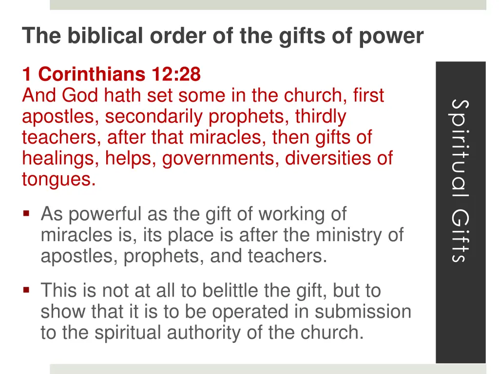 the biblical order of the gifts of power