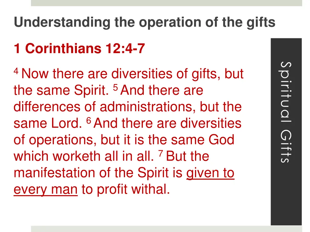 understanding the operation of the gifts