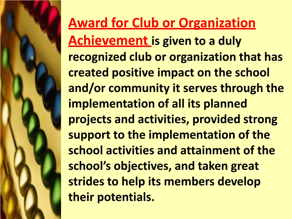 award for club or organization achievement