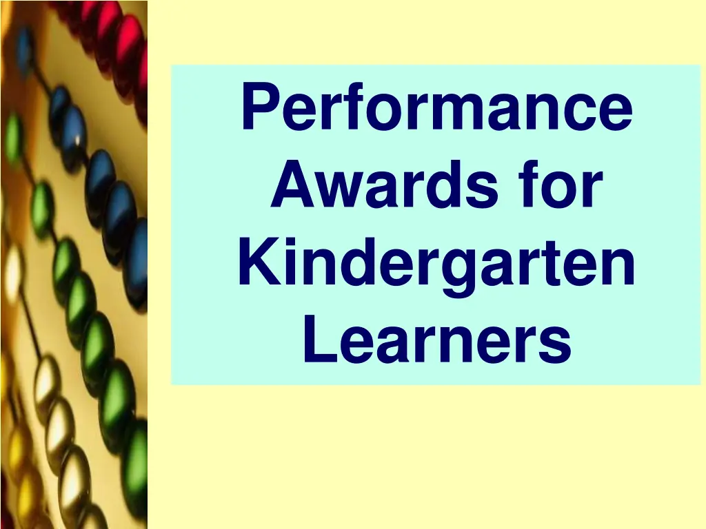 performance awards for kindergarten learners