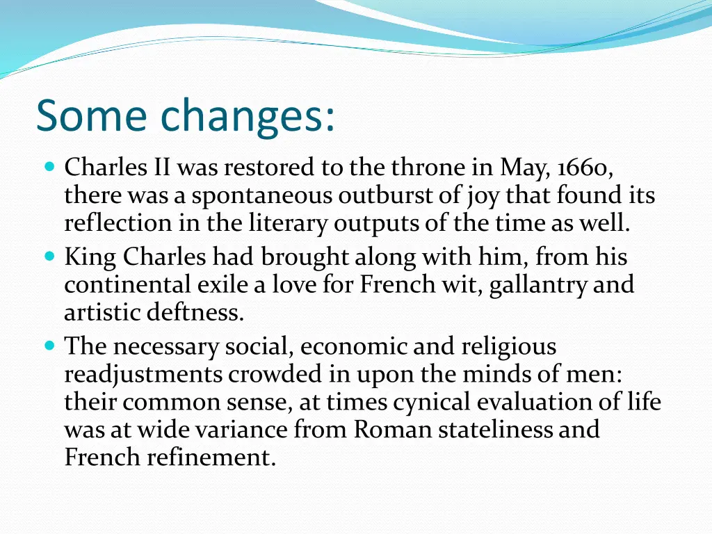 some changes charles ii was restored