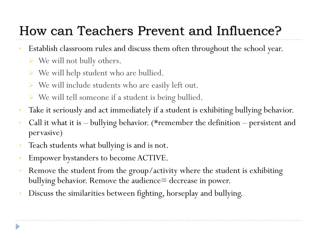 how can teachers prevent and influence