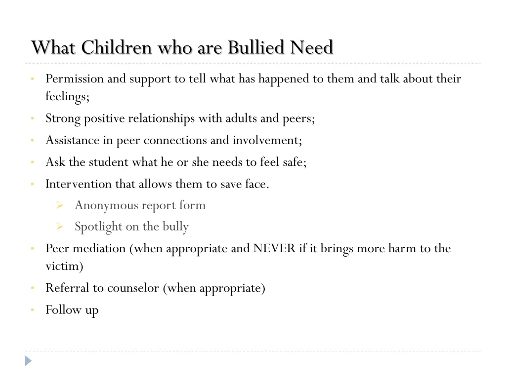 what children who are bullied need