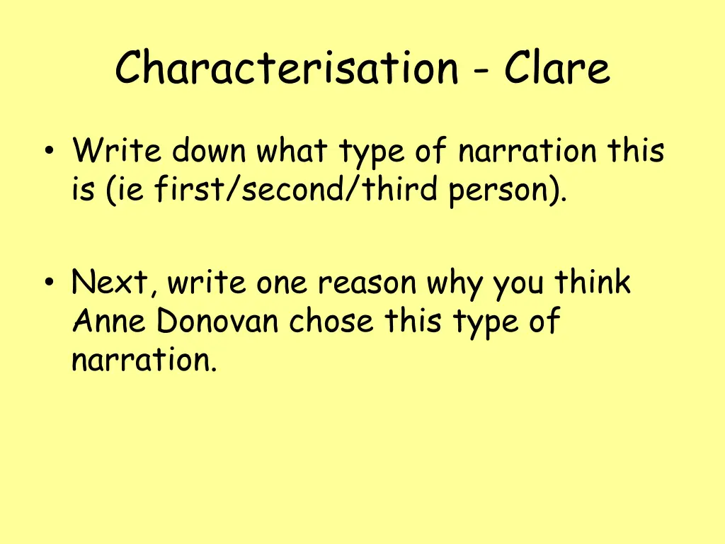 characterisation clare