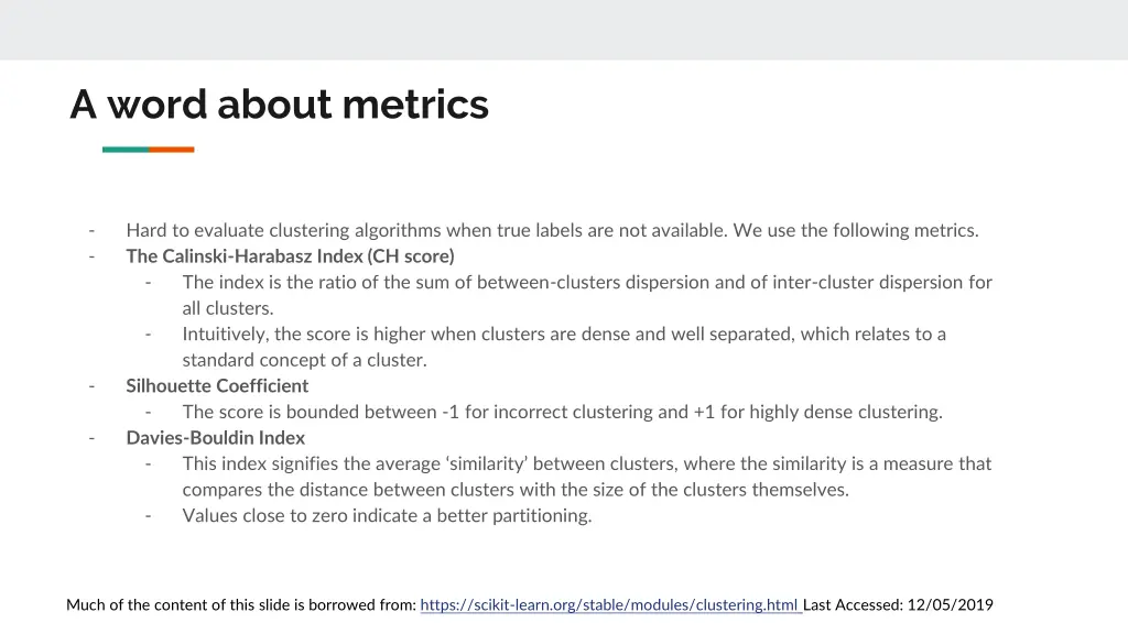 a word about metrics