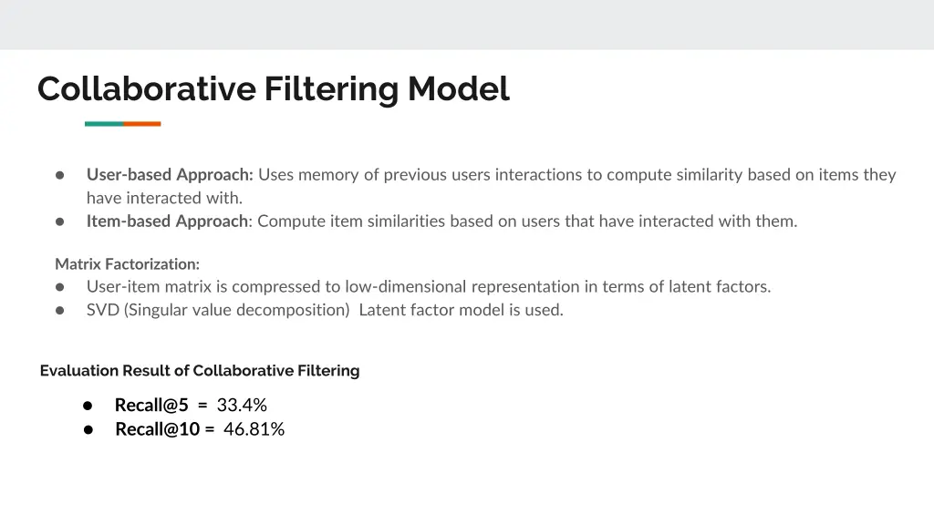 collaborative filtering model