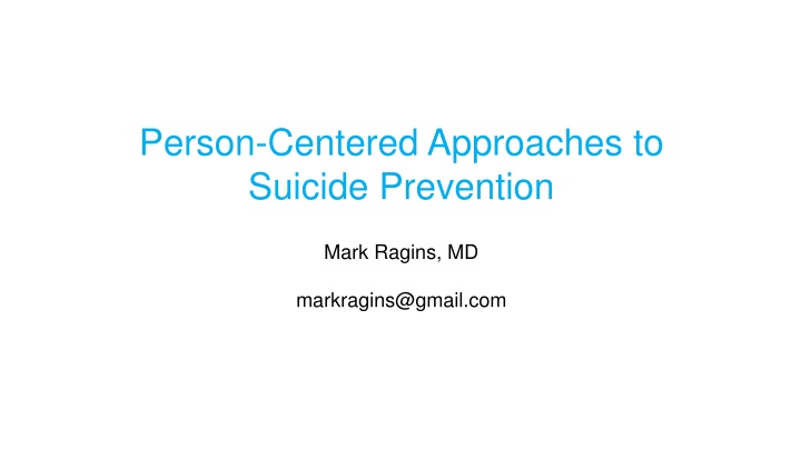 person centered approaches to suicide prevention