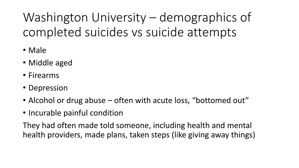 washington university demographics of completed