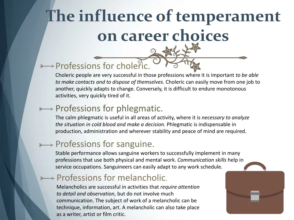 the influence of temperament on career choices