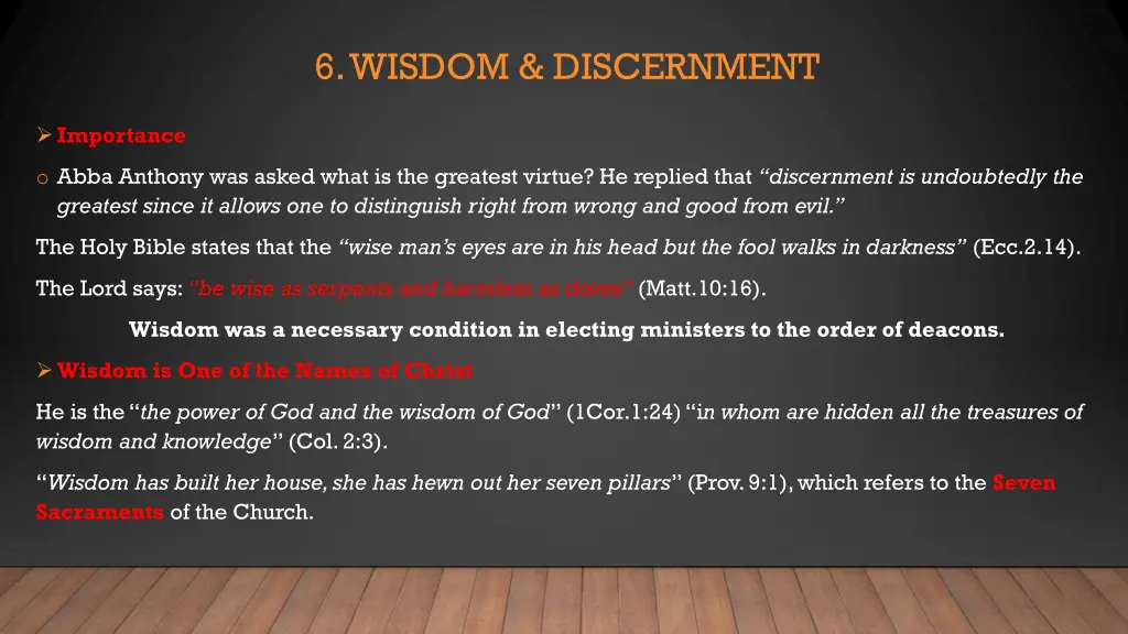 6 wisdom discernment