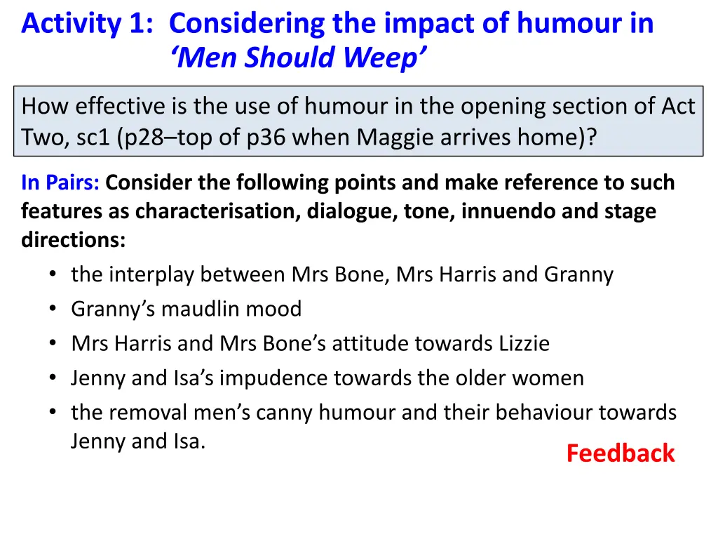 activity 1 considering the impact of humour 1