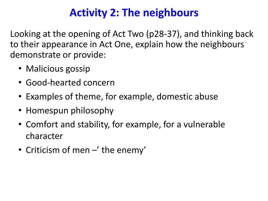 activity 2 the neighbours 1