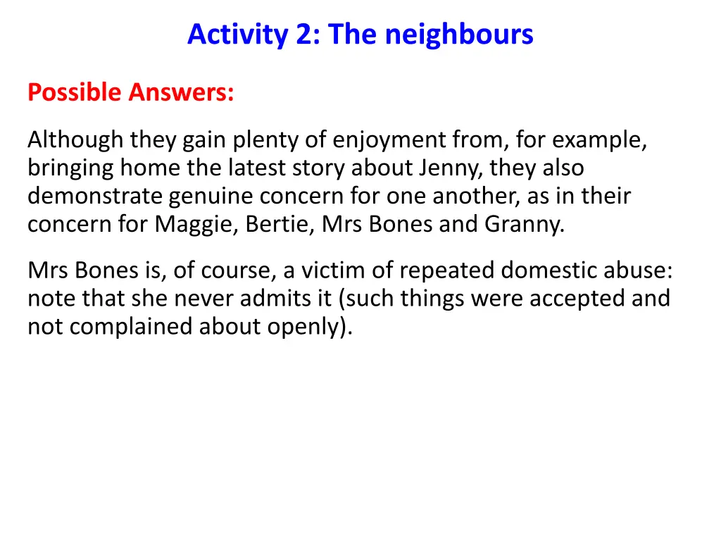 activity 2 the neighbours 2