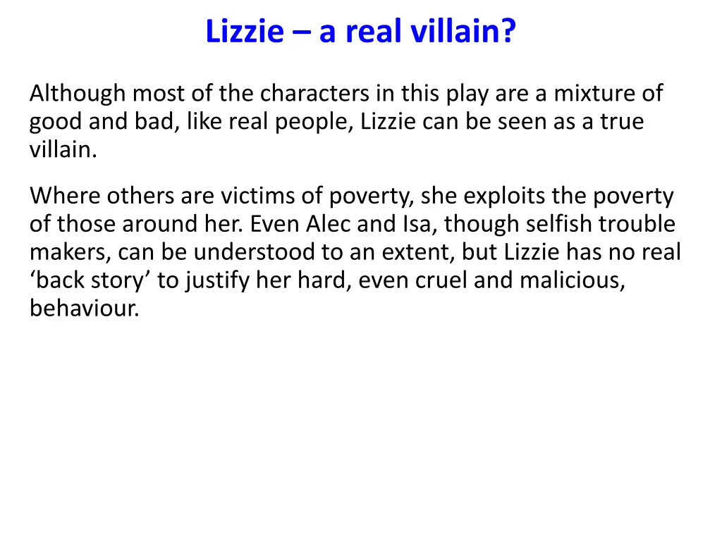 lizzie a real villain