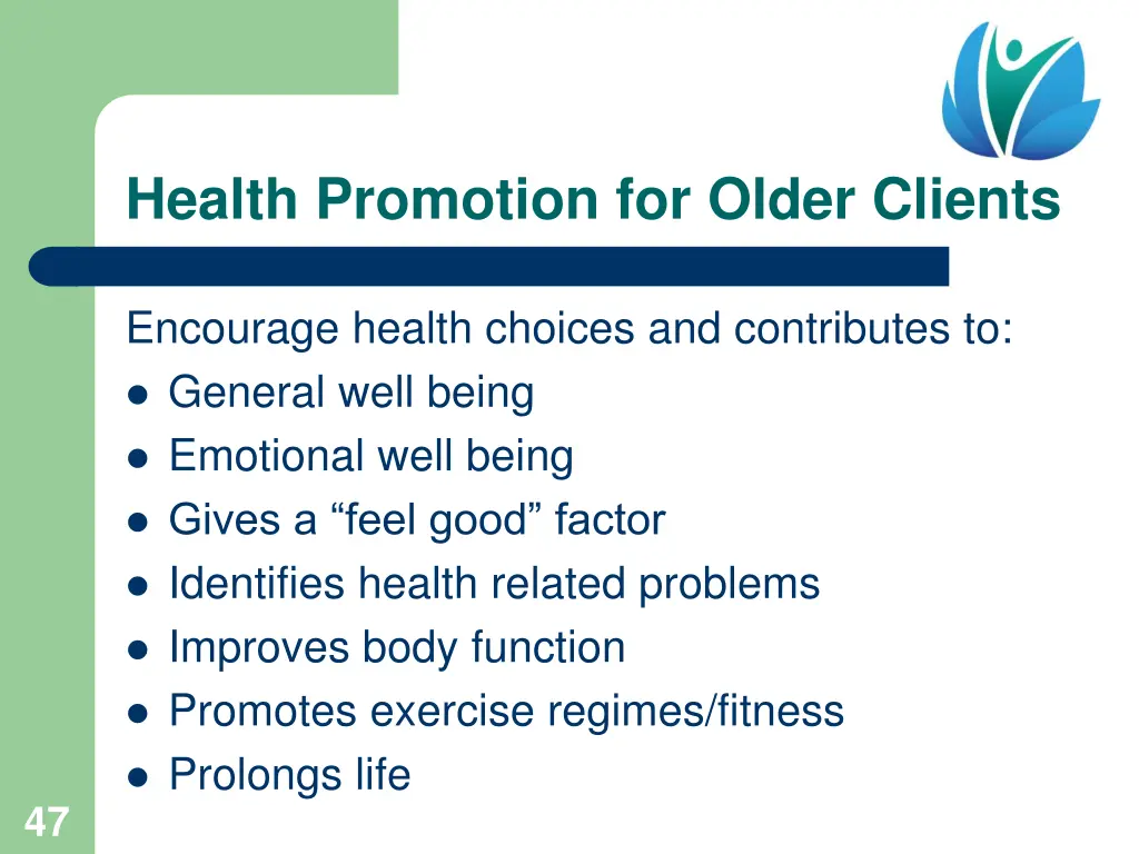 health promotion for older clients