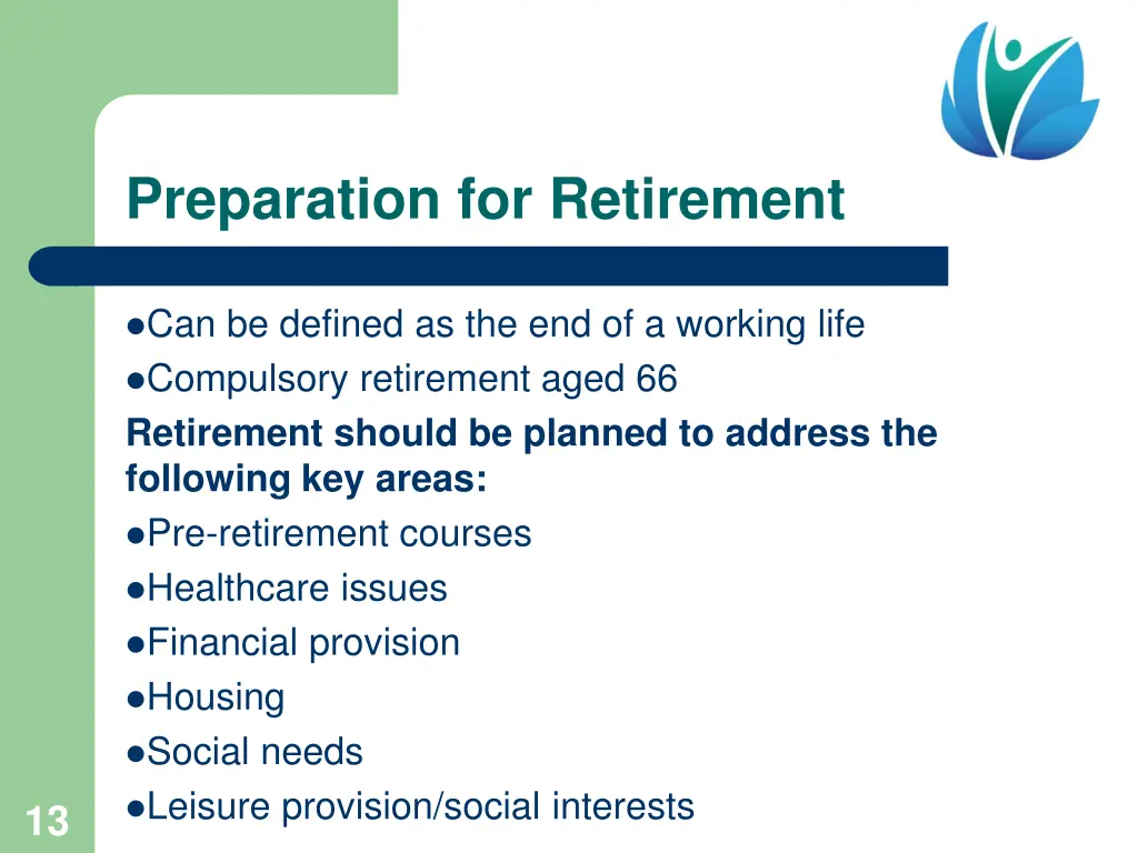 preparation for retirement