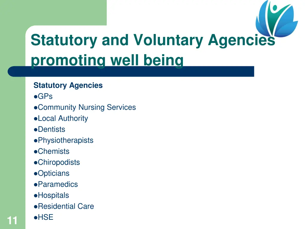 statutory and voluntary agencies promoting well