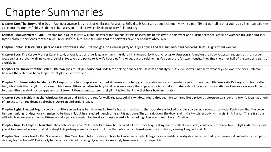 chapter summaries