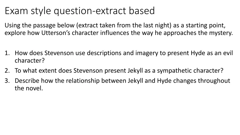 exam style question extract based